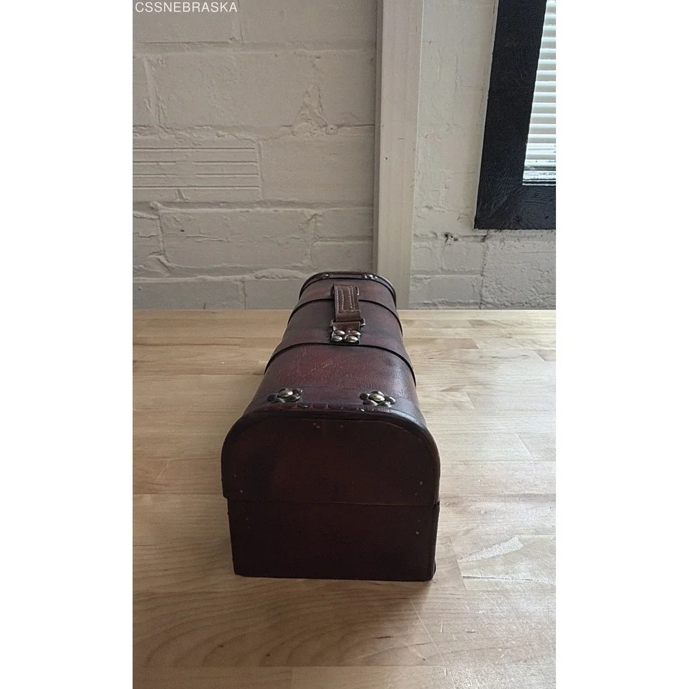 Vintage Decorative Wooden Treasure Chest Box Pirate Style Dome Top Studded